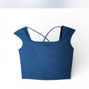 Wild Fable ButterBliss blue cross-back crop top